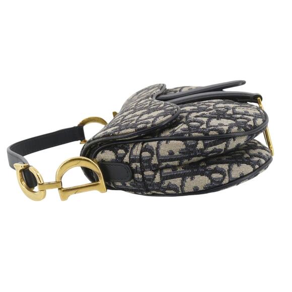 Christian Dior Mini Saddle Bag Vintage Trotter Blue Shoulder Purse Oblique CD - Picture 12 of 16